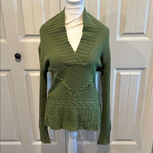 Old‎ Navy Medium Vintage Y2K Green Cable Knit Wool/Angora Blend Sweater
